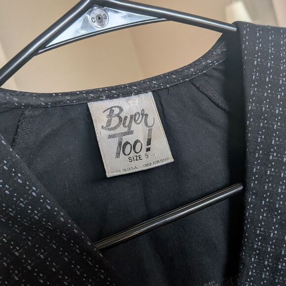 Vintage 90s Byer Too! Cropped Tuxedo Vest Blazer Byer Too! Dark Academia Size 5 - Picture 7 of 7